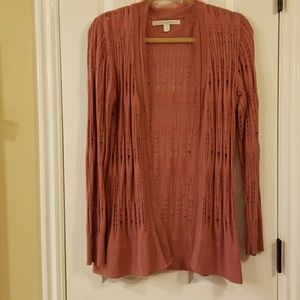 Lauren Conrad dusty pink lacy knit cardigan